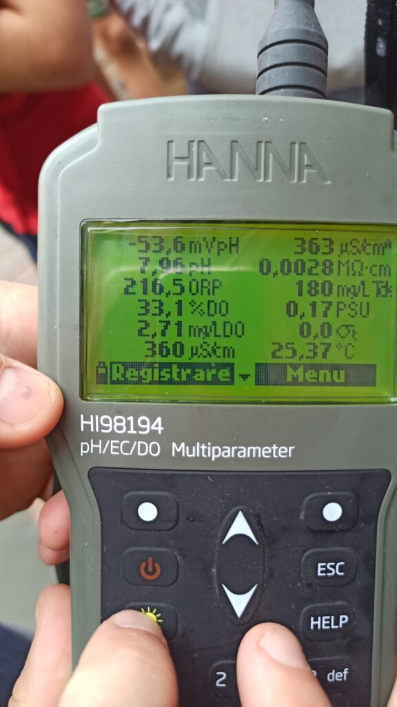 Particolare del display della sonda multiparametrica