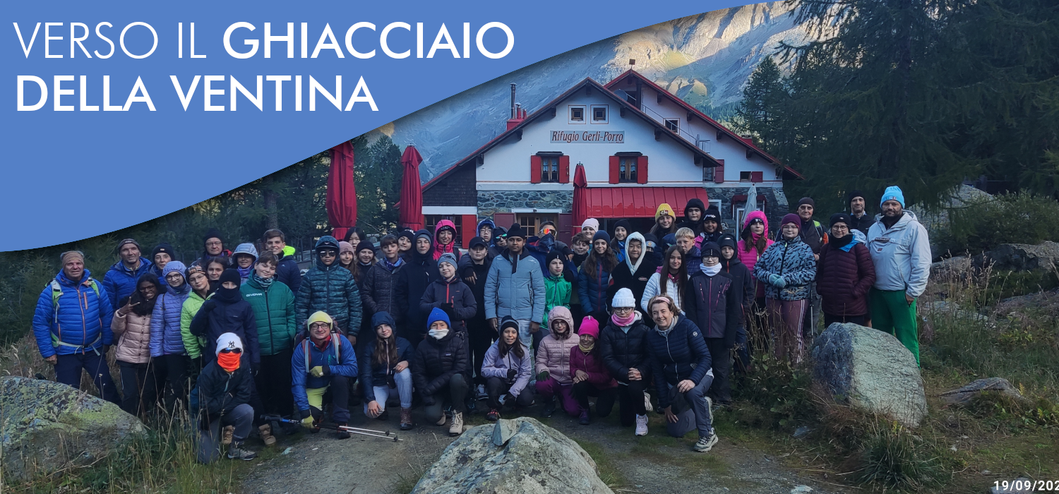 Slide verso il ghiacciaio della Ventina. Studentesse e studenti in visita al ghiacciaio della ventina